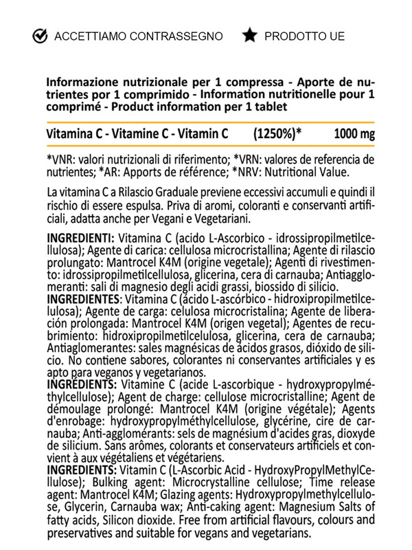 Vitamina C integratore vegan naturale antiossidante